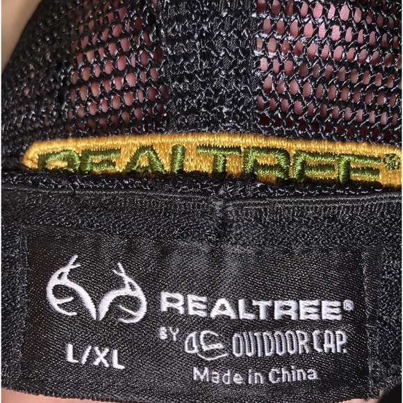 REALTREE camouflage hat with gold antlers on front mesh back elastic band L/XL - Picture 6 of 8